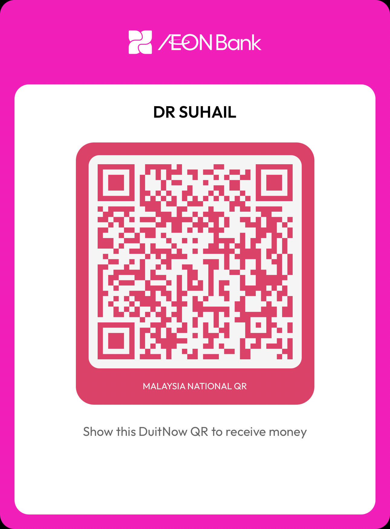 QR DuitNow AEON Bank atas nama DR SUHAIL